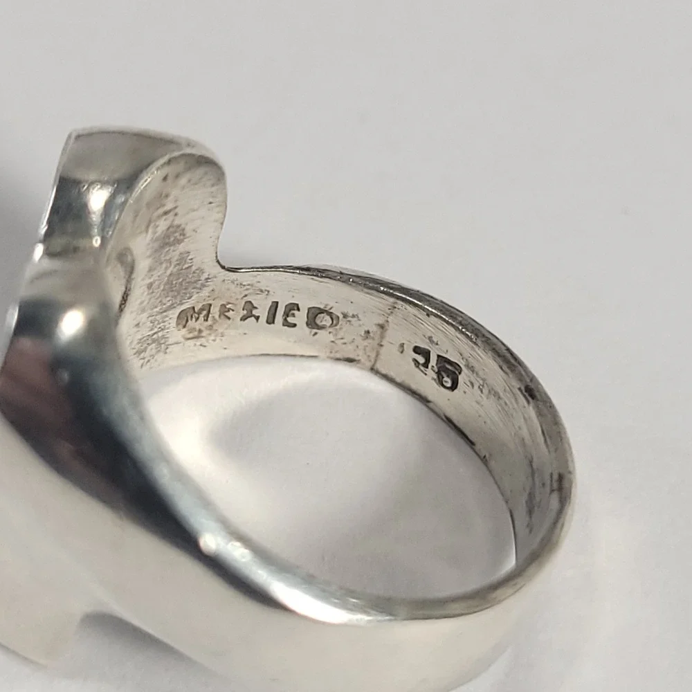 Taxco Sterling Silver Ring Size 7 Modernist Abstract Wavy Statement Mexico 950